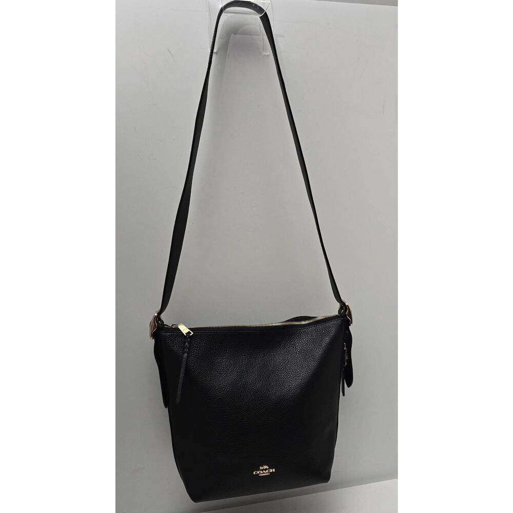 Coach Val Crossbody Shoulder Bag Duffle Black Soft Pebbled Leather Purse C2818 - Picture 13 of 16